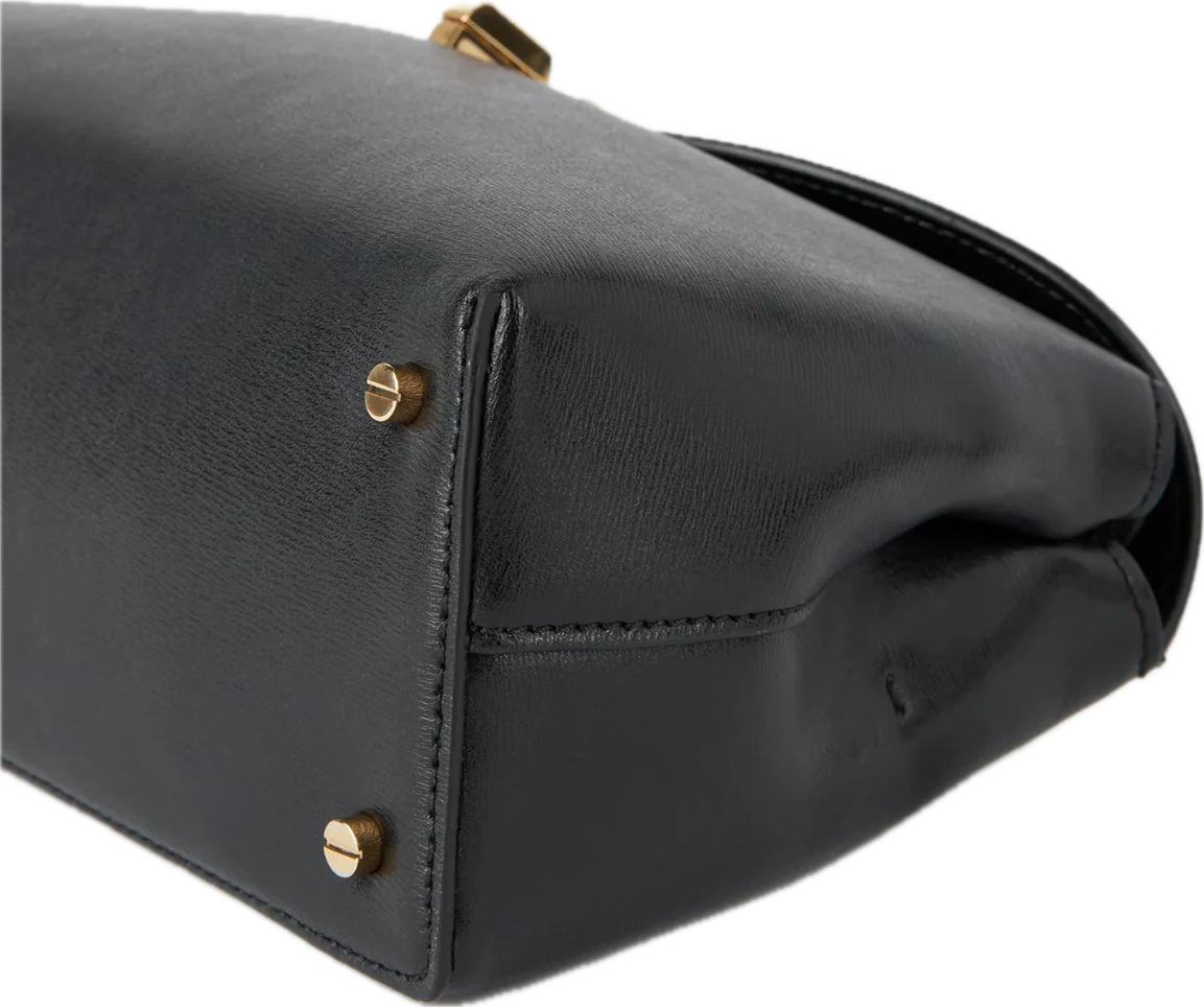Borsa Toteme T-Lock Leather Clutch Black Gold - immagine 5