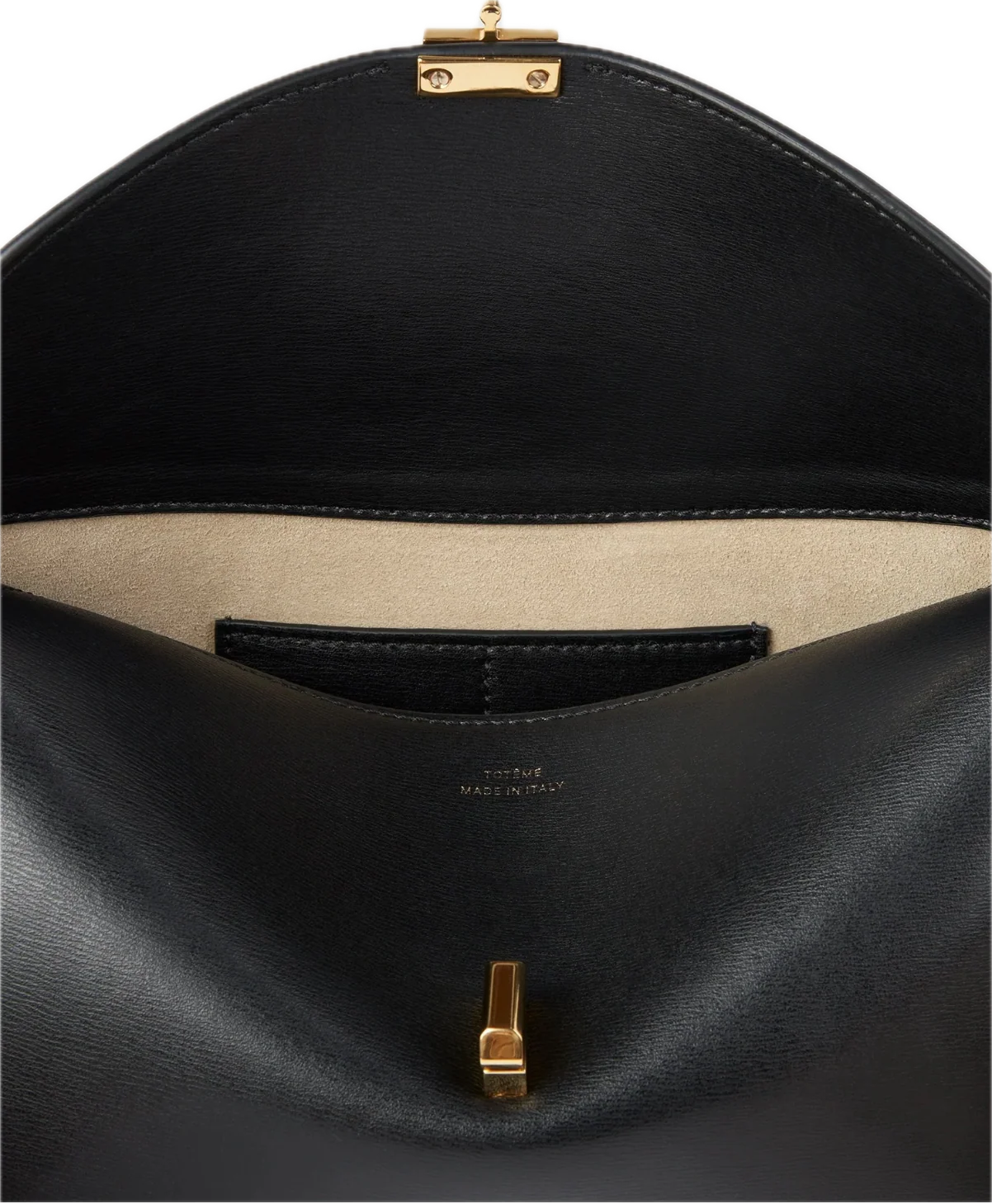 Borsa Toteme T-Lock Leather Clutch Black Gold - immagine 7