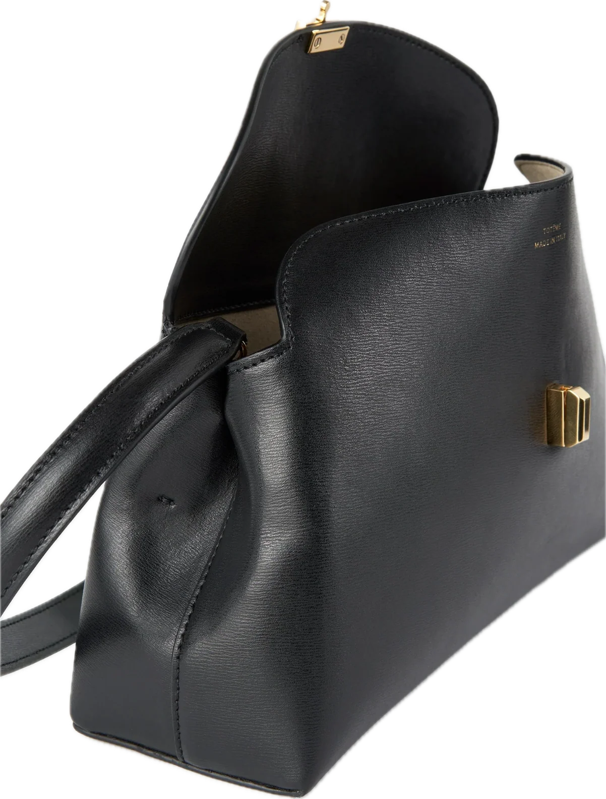 Borsa Toteme T-Lock Leather Clutch Black Gold - immagine 4