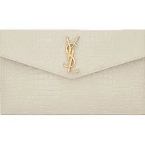 Saint Laurent Pochette YSL Uptown White Croco