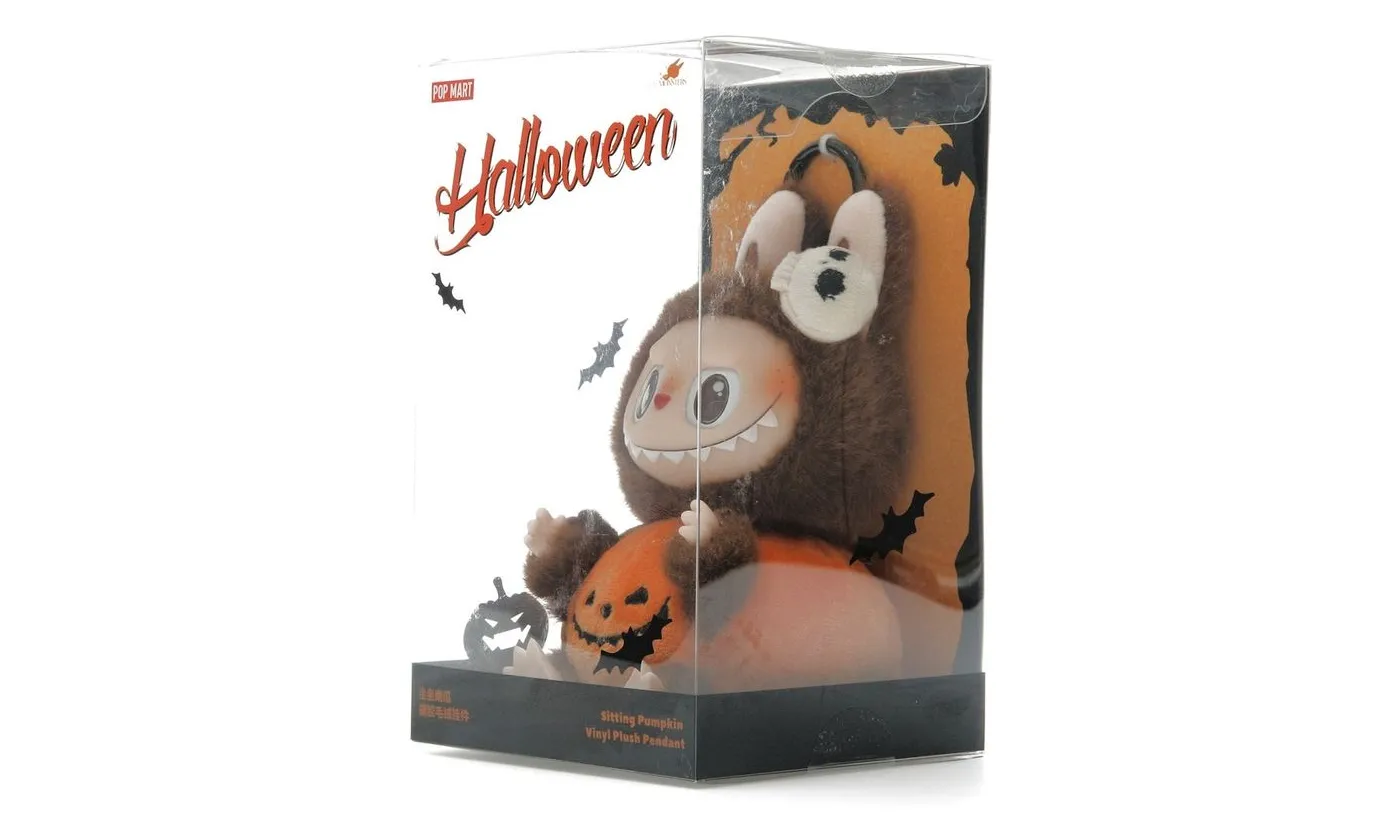 Pop Mart Labubu Happy Halloween Party Series-Sitting Pumpkin Vinyl Plush Pendant - immagine 2